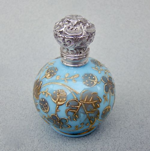 fig 2. CHARMING VICTORIAN SILVER MOUNTED MOSER GLASS SCENT BOTTLE, CIRCA 1890