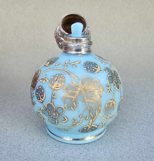 fig 3. CHARMING VICTORIAN SILVER MOUNTED MOSER GLASS SCENT BOTTLE, CIRCA 1890