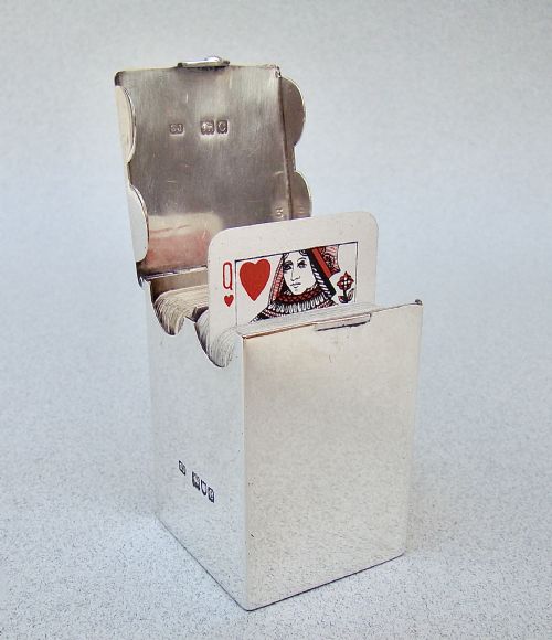 Fabulous Victorian Silver Miniature Patience Card Box by Samuel Jacob, London 1898