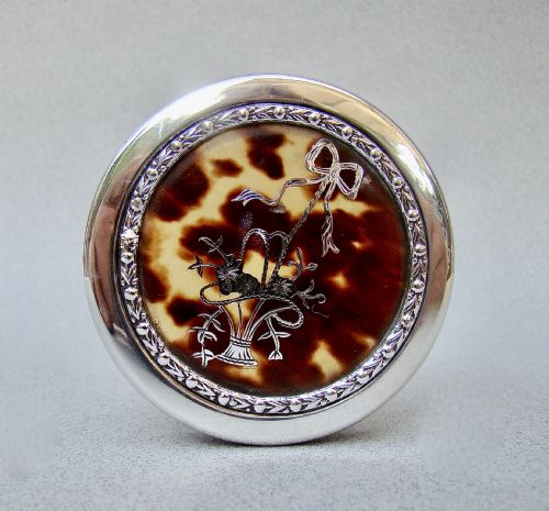fig 2. EXQUISITE EDWARDIAN SILVER & TORTOISESHELL CUT GLASS VANITY JAR, LONDON 1910
