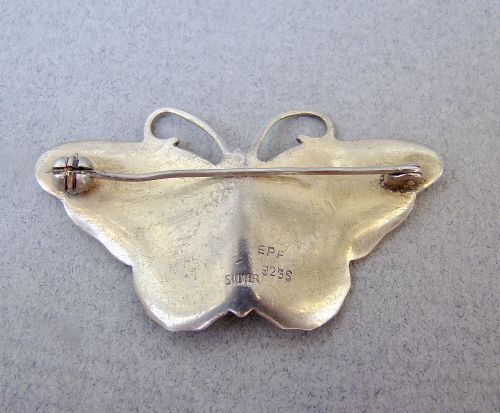 fig 2. FABULOUS SCANDINAVIAN GUILLOCHE ENAMEL & STERLING SILVER BUTTERFLY BROOCH, C 1950