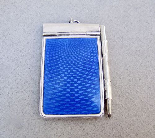 Rare Silver and Guilloche Enamel Aide Memoire, London Import Marks for 1911