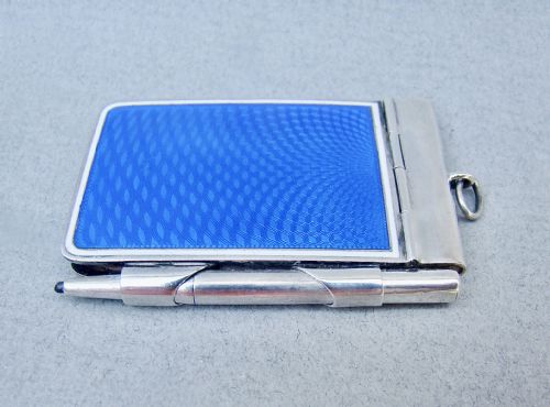 fig 2. RARE SILVER AND GUILLOCHE ENAMEL AIDE MEMOIRE, LONDON IMPORT MARKS FOR 1911