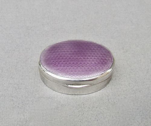 Fabulous Continental Silver & Guilloche Enamel Pill Box , Circa 1930