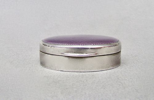 fig 1. FABULOUS CONTINENTAL SILVER & GUILLOCHE ENAMEL PILL BOX , CIRCA 1930