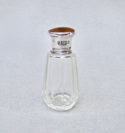 ART DECO SILVER AND ENAMELLED GLASS SCENT BOTTLE BY HENRY PERKINS LONDON 1935 - ADDITIONAL PHOTO 1
