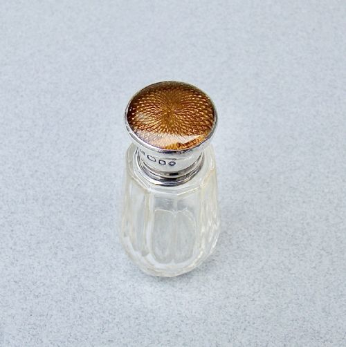 ART DECO SILVER AND ENAMELLED GLASS SCENT BOTTLE BY HENRY PERKINS LONDON 1935 - ADDITIONAL PHOTO 6