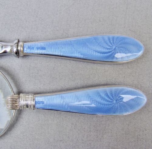fig 2. SILVER & GUILLOCHE ENAMEL MAGNIFYING GLASS & LETTER OPENER BY BROADWAY & CO, BIRMINGHAM 1929