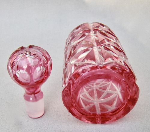 FABULOUS SILVER MOUNTED BOHEMIAN CRANBERRY GLASS SCENT BOTTLE BY HAROLD BUSHELL CO BIRMINGHAM 1915 - ADDITIONAL PHOTO 3