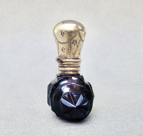 fig 2. RARE 19TH C. FRENCH SILVER GILT MINIATURE AMETHYST GLASS SCENT BOTTLE, CIRCA 1880