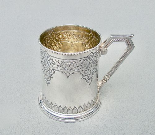 Exquisite Victorian Silver Christening Mug by the Fenton Brothers, Sheffield 1884