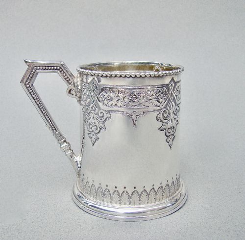 fig 1. EXQUISITE VICTORIAN SILVER CHRISTENING MUG BY THE FENTON BROTHERS, SHEFFIELD 1884