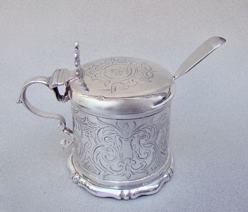 FABULOUS VICTORIAN SILVER  MUSTARD POT BY CHARLES & GEORGE FOX, LONDON 1850