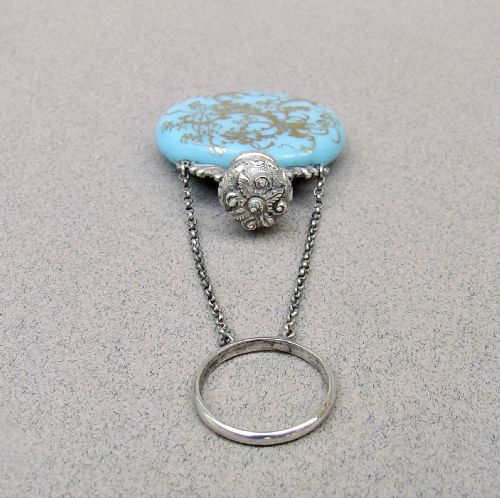 fig 2. RARE FRENCH SILVER & OPALINE GLASS CHATELAINE SCENT BOTTLE, CIRCA 1880