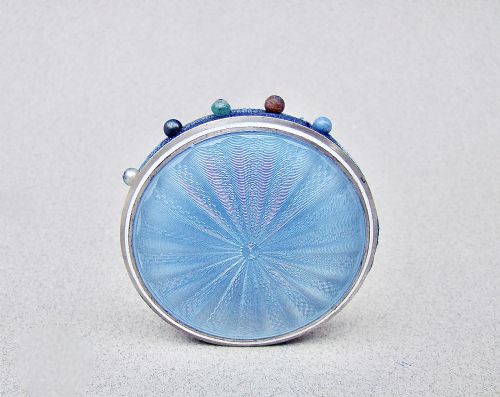 RARE GEORGE V SILVER AND GUILLOCHE ENAMEL PIN CUSHION CIRCA 1910 - ADDITIONAL PHOTO 4