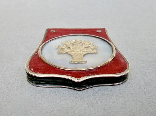 RARE 19TH C FRENCH PALAIS ROYAL SILVER GILT MOUNTED LEATHER PURSE CIRCA 1850 - ADDITIONAL PHOTO 2