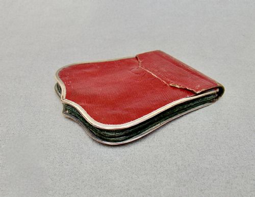 RARE 19TH C FRENCH PALAIS ROYAL SILVER GILT MOUNTED LEATHER PURSE CIRCA 1850 - ADDITIONAL PHOTO 3