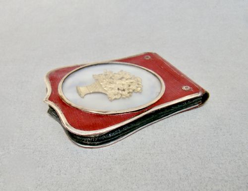 RARE 19TH C FRENCH PALAIS ROYAL SILVER GILT MOUNTED LEATHER PURSE CIRCA 1850 - ADDITIONAL PHOTO 4