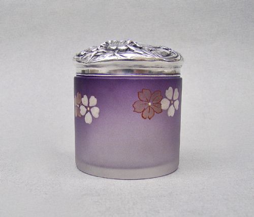 EXQUISITE ART NOUVEAU SILVER LIDDED FROSTED GLASS DRESSING TABLE JAR CHESTER 1907 - ADDITIONAL PHOTO 3