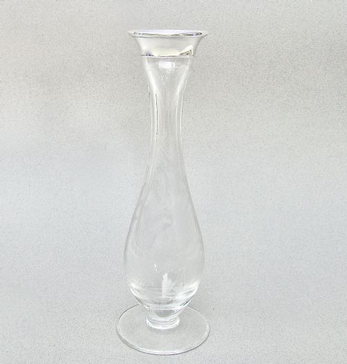 EDWARDIAN SILVER MOUNTED ETCHED GLASS SPECIMEN VASE CIRCA 1900