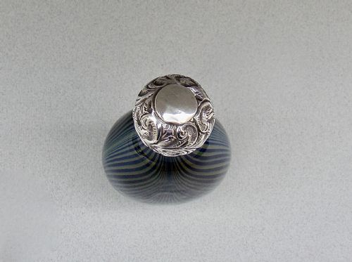 fig 2. UNUSUAL 19TH CENTURY SILVER MOUNTED SWIRLY GLASS SCENT BOTTLE, LONDON 1908
