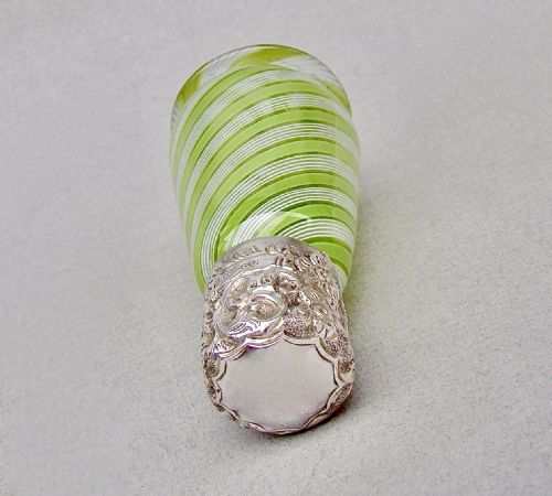 fig 2. BEAUTIFUL VICTORIAN SILVER & NAILSEA TYPE GLASS SCENT BOTTLE BY CHARLES BOYTON, LONDON 1897