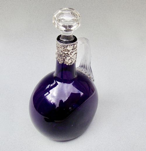 VICTORIAN SILVER MOUNTED AMETHYST GLASS DECANTER BY HENRY MATTHEWS BIRMINGHAM C 1875 - ADDITIONAL PHOTO 2
