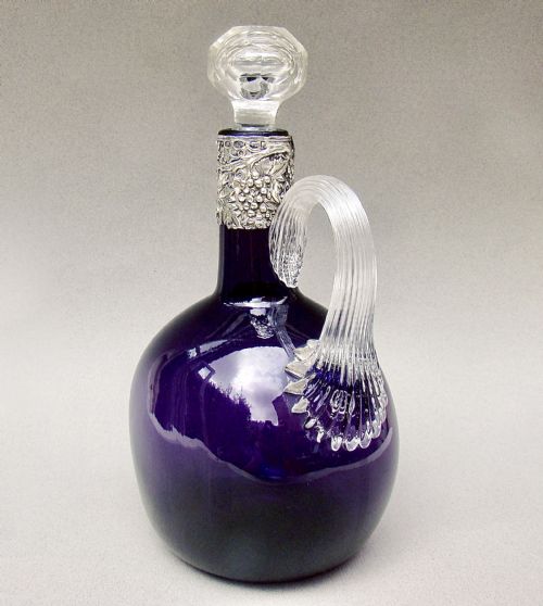 VICTORIAN SILVER MOUNTED AMETHYST GLASS DECANTER BY HENRY MATTHEWS BIRMINGHAM C 1875 - ADDITIONAL PHOTO 3