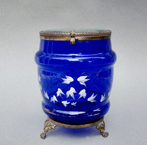 UNUSUAL 19TH C FRENCH ORMULU BRISTOL BLUE GLASS JEWELLERY BOX CIRCA 1890 - ADDITIONAL PHOTO 1