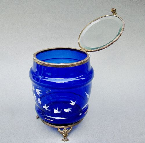 UNUSUAL 19TH C FRENCH ORMULU BRISTOL BLUE GLASS JEWELLERY BOX CIRCA 1890 - ADDITIONAL PHOTO 2
