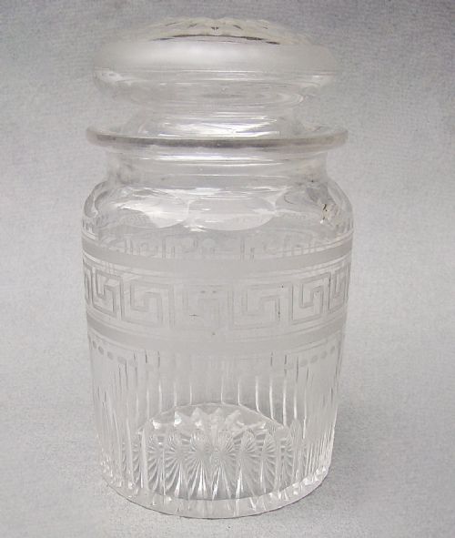 Delightful Victorian Small Etched Glass Pickle Jar, Circa 1890
