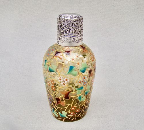 Exquisite Edwardian Silver Mounted Amber Moser Glass Scent Bottle by Britton Gould & Co, Birmingham 1903