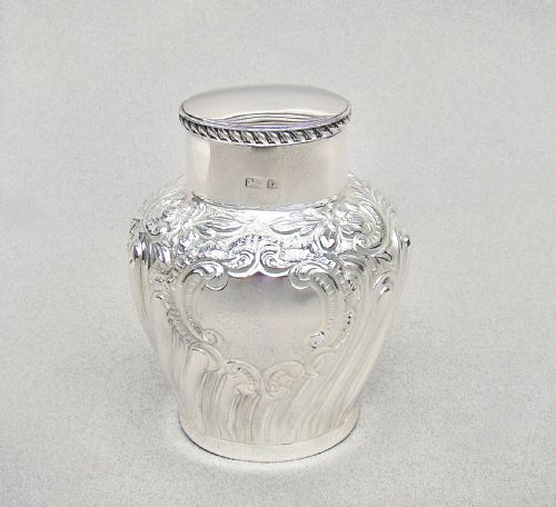 Exquisite Edwardian Silver Tea Caddy by Thomas Hayes, Birmingham 1901