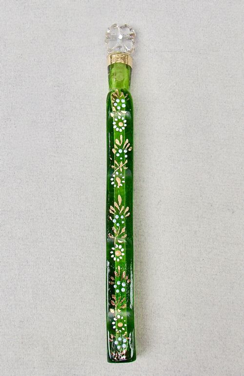 Rare Oxford Lavender Gilt & Enamelled Green Glass Scent Bottle, Circa 1870
