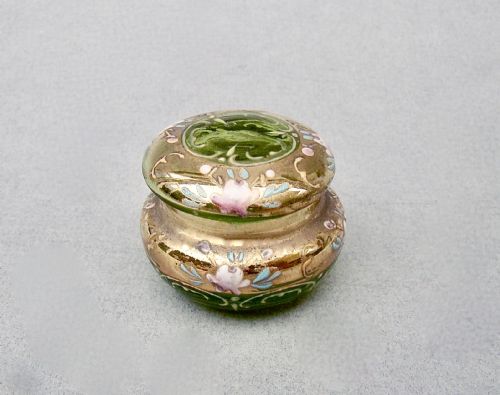 Delightful Victorian Enamelled Glass Small Size Trinket Box, Circa 1890