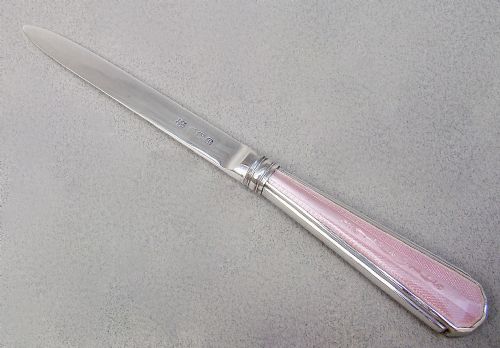 Art Deco Silver & Guilloche Enamel Letter Opener by the Barker Brothers, Birmingham 1932
