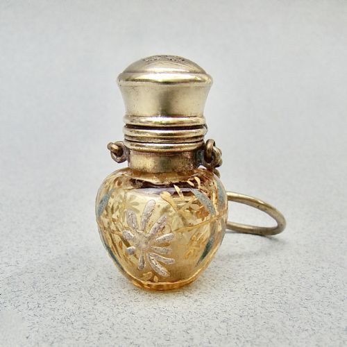 Charming 19th. Century  French Moser Glass Chatelaine Scent Bottle, Circa 1890
