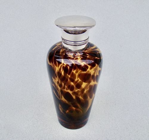 Edwardian Silver Tortoiseshell Glass Scent Bottle by Deakin & Francis, Birmingham 1910