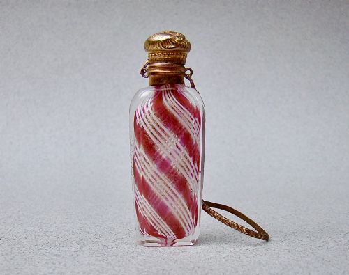 Rare Miniature 19th C. French Clichy Glass Chatelaine Scent Bottle, Circa 1870