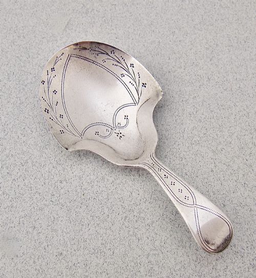 EXQUISITE GEORGIAN SILVER CADDY SPOON BY JOSEPH TAYLOR, BIRMINGHAM 1796