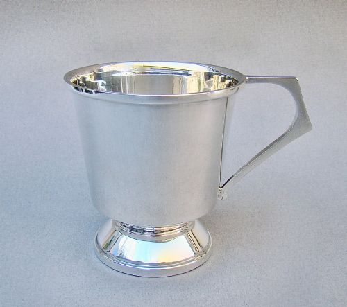 Art Deco Silver Christening Mug by Dennison, Birmingham 1934