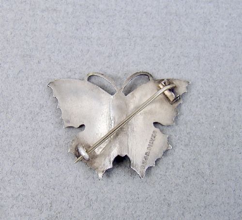fig 2. EXQUISITE STERLING SILVER & GUILLOCHE ENAMEL BUTTERFLY BROOCH, CIRCA 1910