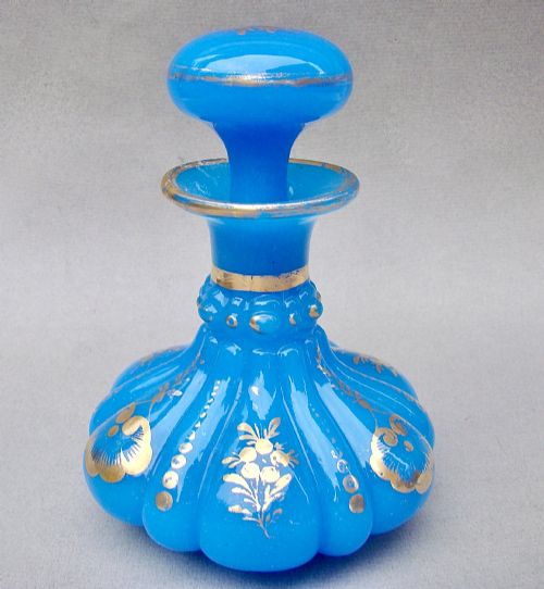 Fabulous Charles X French Blue Opaline and Gilt Glass Large Scent Bottle, Circa 1830