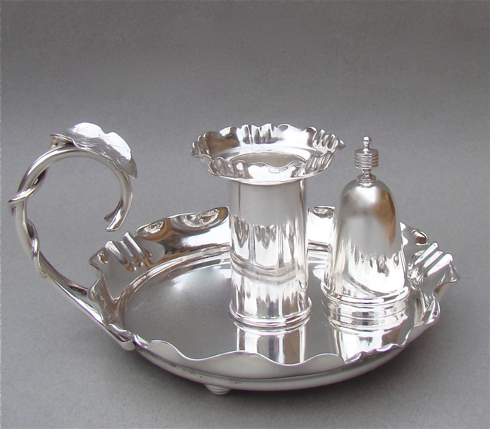 ART NOUVEAU SILVER PLATED CHAMBER STICK BY HUKIN & HEATH, LONDON CIRCA 1900