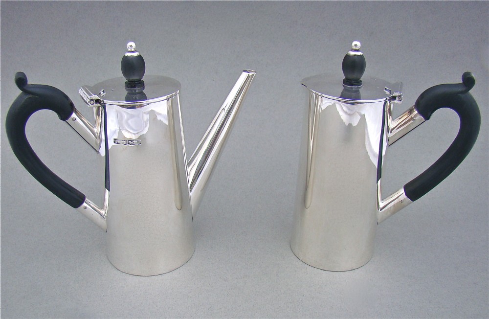 ART DECO SILVER CAFE AU LAIT SET BY THE ATKIN BROTHERS, SHEFFIELD 1931