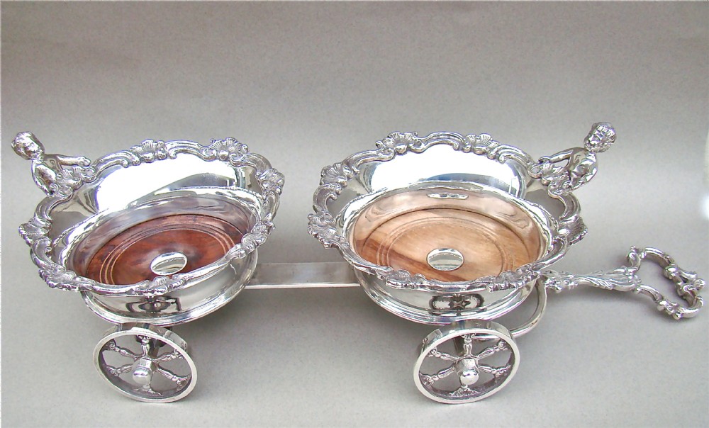 GEORGIAN OLD SHEFFIELD PLATE WINE TROLLEY, CIRCA 1820