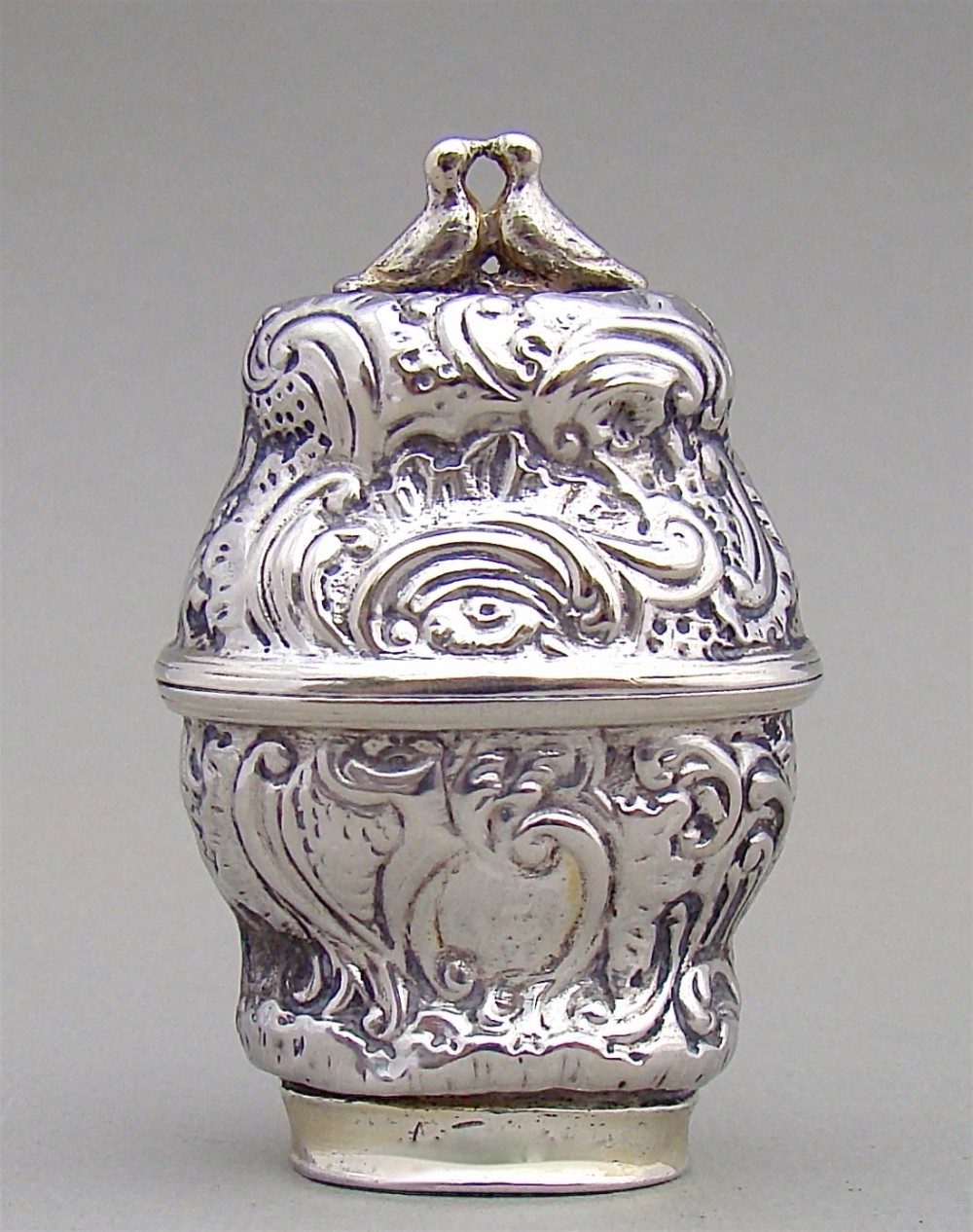 18TH  C. DANISH ROCOCO SILVER HOVEDVANDSAEG  - MARRIAGE SPICE BOX , CIRCA 1760