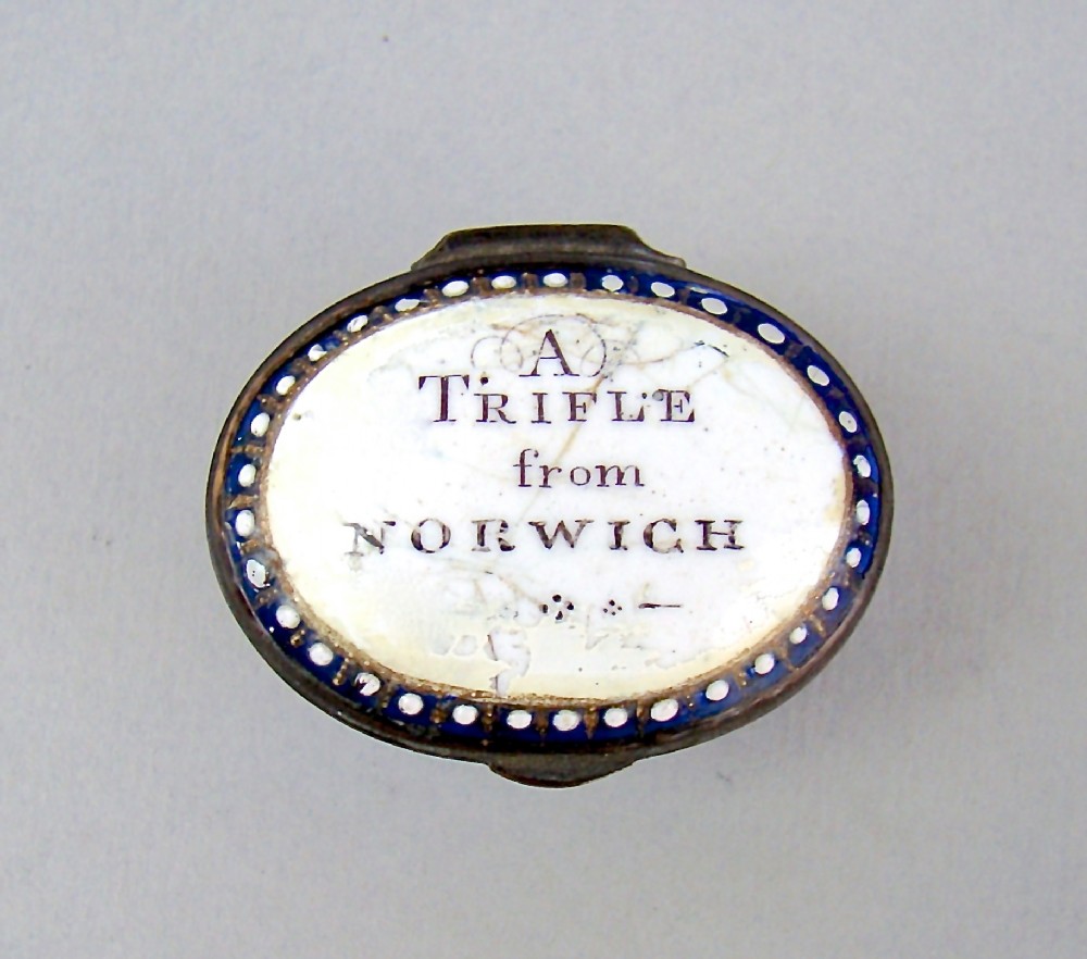 GEORGIAN BILSTON ENAMEL PATCH BOX, CIRCA 1780