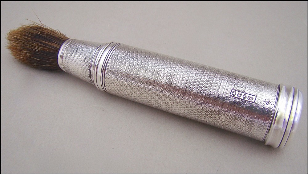 VICTORIAN SILVER TRAVELLING SHAVING BRUSH BY BROWNETT & ROSE, LONDON 1858 View V