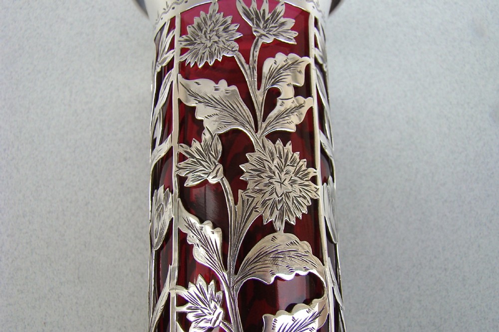 ART NOUVEAU PIERCED SILVER VASE BY SAUNDERS & SHEPHERD, BIRMINGHAM 1905
 View II